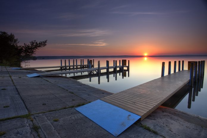 West Higgin Lake Boat Launch summer sunrise